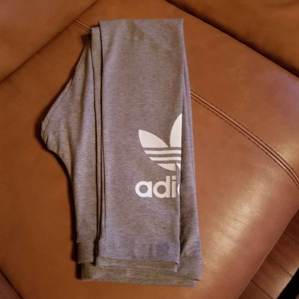 Brand New Never Worn Gray ADIDAS Trefoil Leggings
